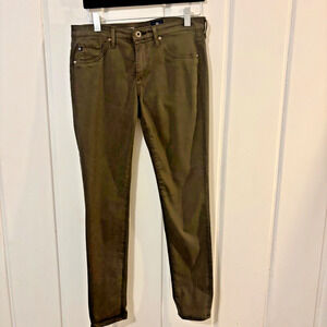AG Adriano Goldschmied Super Skinny Ankle Pant 28R Green Irregular